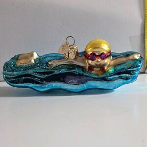 Old World Christmas 44130 Glass Blown Swimming Ornament